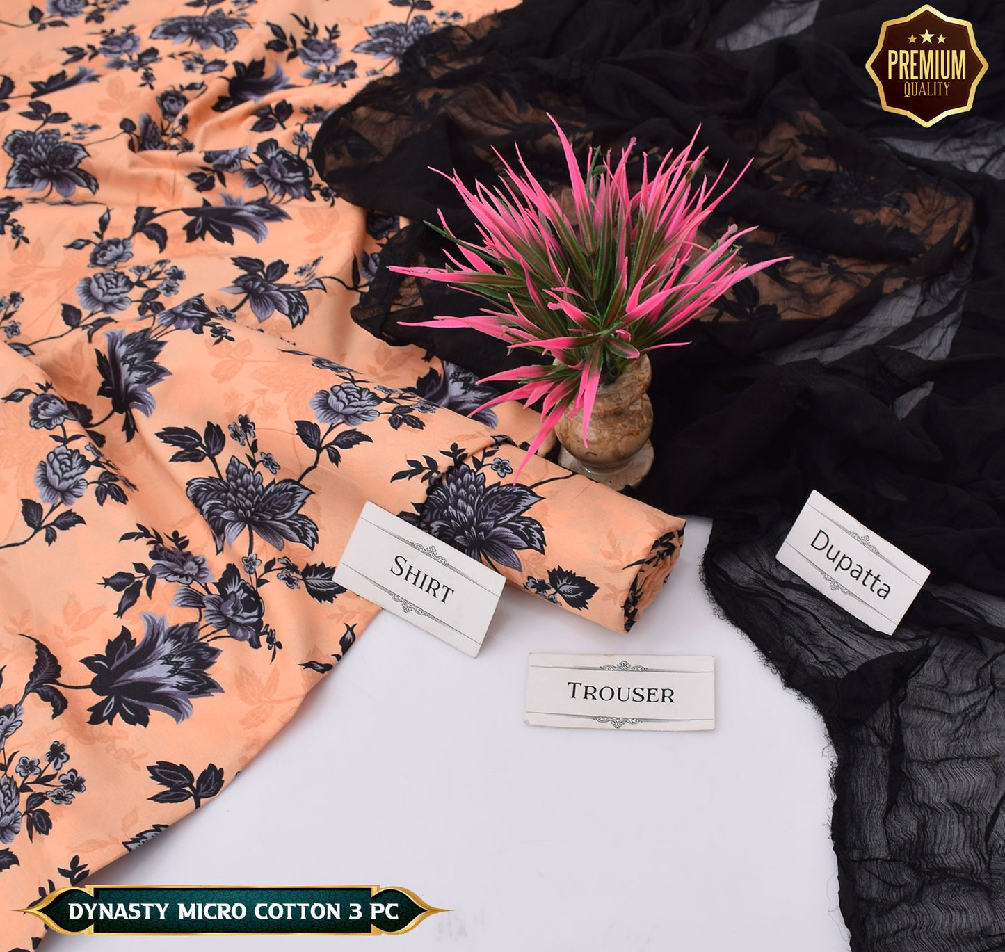 DYNASTY MICRO COTTON 4 SEASON STUFF ALLOVER PRINT UNSTITCHED 3 PC'S