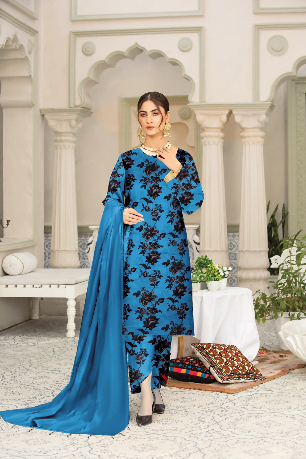 DYNASTY MICRO COTTON 4 SEASON STUFF ALLOVER PRINT UNSTITCHED 3 PC'S