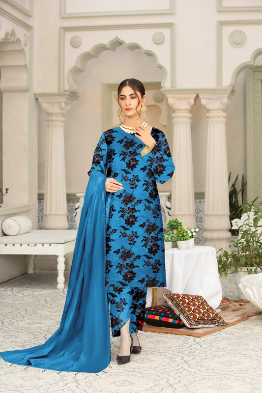 DYNASTY MICRO COTTON 4 SEASON STUFF ALLOVER PRINT UNSTITCHED 3 PC'S