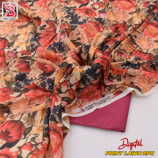 Lawn Ladies: 2-Piece Unstitched Floral Print #118