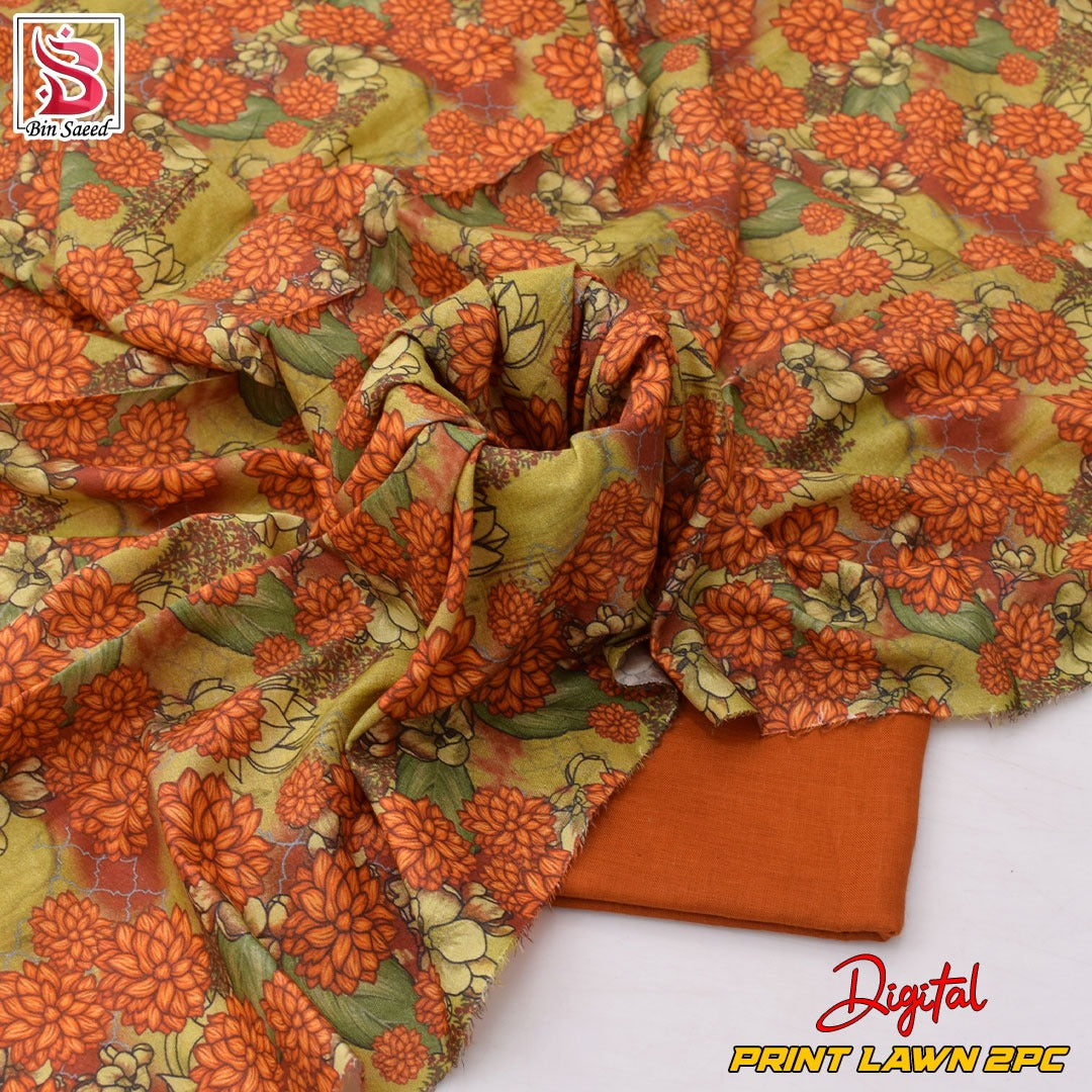 Lawn Ladies: 2-Piece Unstitched Floral Print #129