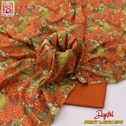 Lawn Ladies: 2-Piece Unstitched Floral Print #129