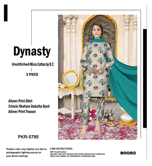 DYNASTY MICRO COTTON 4 SEASON STUFF ALLOVER PRINT UNSTITCHED 3 PC'S