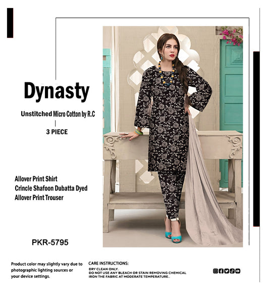 DYNASTY MICRO COTTON 4 SEASON STUFF ALLOVER PRINT UNSTITCHED 3 PC'S