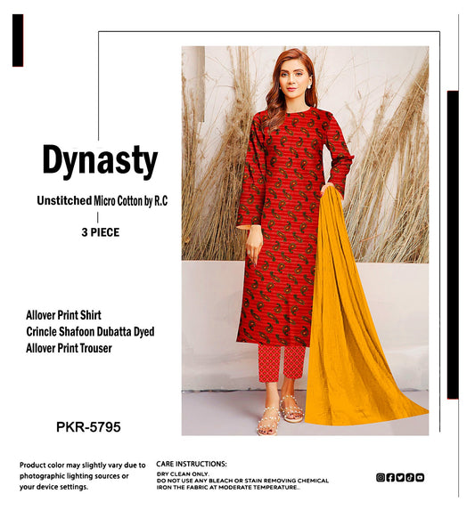 DYNASTY MICRO COTTON 4 SEASON STUFF ALLOVER PRINT UNSTITCHED 3 PC'S