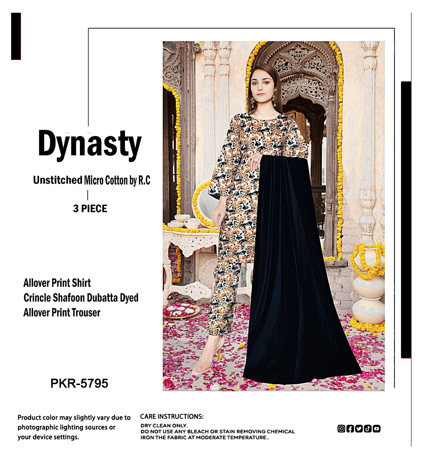 DYNASTY MICRO COTTON 4 SEASON STUFF ALLOVER PRINT UNSTITCHED 3 PC'S