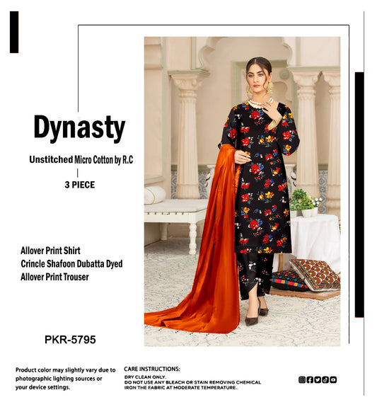 DYNASTY MICRO COTTON 4 SEASON STUFF ALLOVER PRINT UNSTITCHED 3 PC'S (Copy)