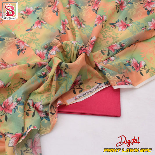 Lawn Ladies: 2-Piece Unstitched Floral Print #166