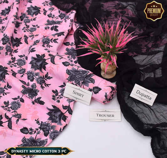 DYNASTY MICRO COTTON 4 SEASON STUFF ALLOVER PRINT UNSTITCHED 3 PC'S